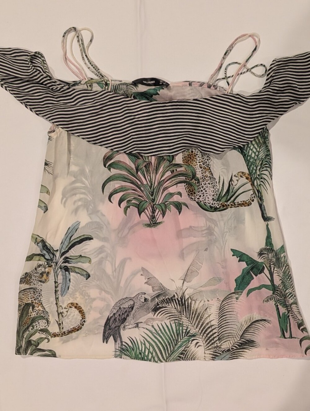 Tropical Jungle Print 100% Silk Flowy Tank Top Hallhuber